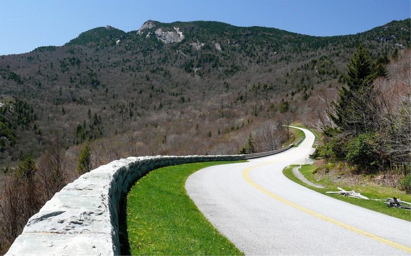 The Blue Ridge Parkway follows the Appalachian Mountain Range across the northern edge of the U.S. South.