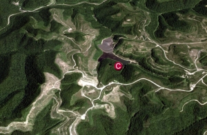 A Google image shows the approximate site of the bomber crash among present-day surface mines.