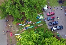 Paddlers gather during the 2018 Float the Fork on the West Fork River.