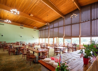 The lodge restaurant at Tygart Lake State Park offers scenic views.