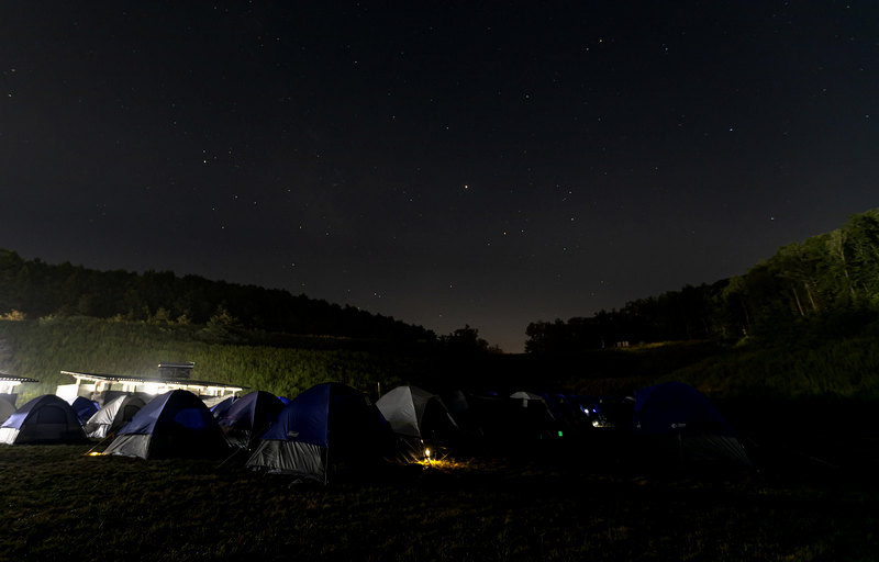 Stars glitter about the Echo Base Camp during the 24th World Scout Jamboree on Sunday, July 21, 2019. (BSA photo by Ethan Livers)