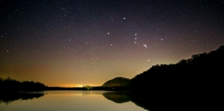 The constellation Orion rises above the Ohio Valley in West Virginia.