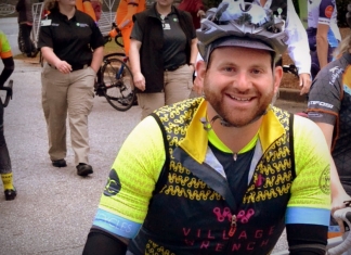 Seth Withers, marketing consultant for West Virginia Explorer, gears up for a bike race.