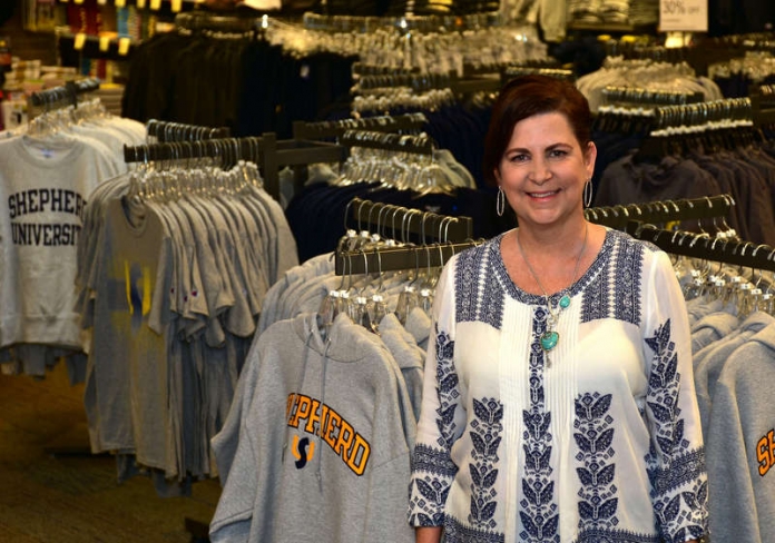 Tina Miller at Shepherd University Tina Miller, manager of Shepherd University Bookstore
