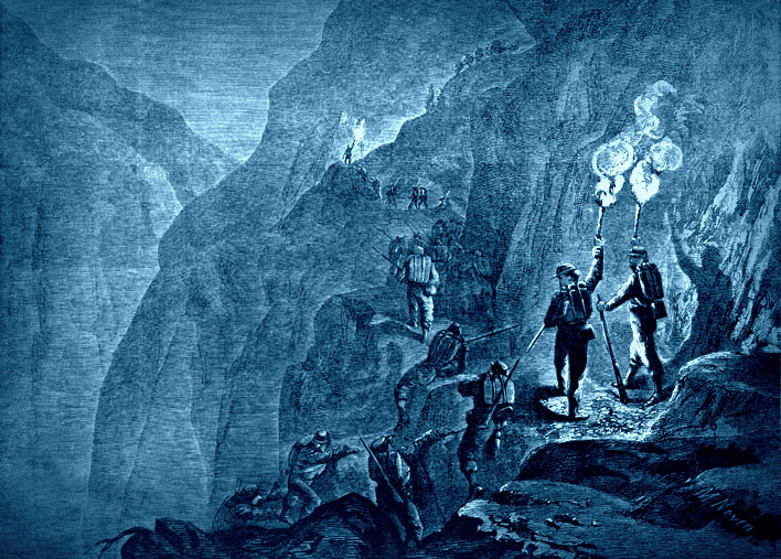 "The Ascent of Gauley Mountain, in Western Virginia by the Twelfth Ohio Regiment," from Harpers Illustrated, October 5, 1861.