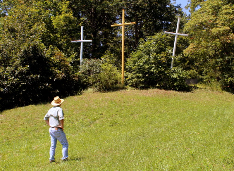 David Sibray visits a set of Coffindaffer's Crosses off U.S. 19 at Herold Road.