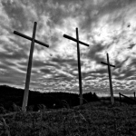 Three crosses rise along a West Virginia Ridge