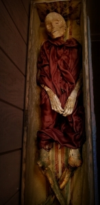 One of two Philippi mummies in its coffin.