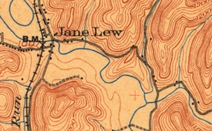 A Native American village existed on this site along Hacker's Creek near Jane Lew, West Virginia.