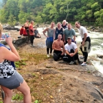 Rafters stop for a group photo at Sweets Falls
