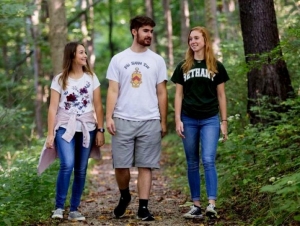 Students at Bethany College stroll the Parkinson Forest.