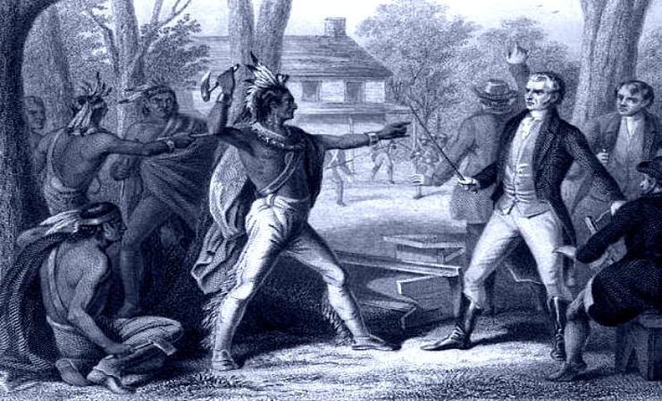 Tecumseh confronts William Henry Harrison