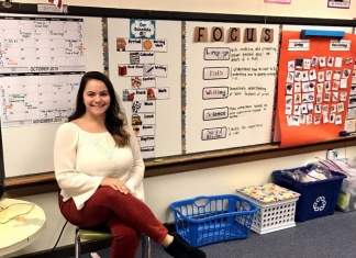 Taylor Mazelon records herself teaching in her pre-K classroom.