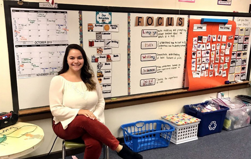 Taylor Mazelon records herself teaching in her pre-K classroom.