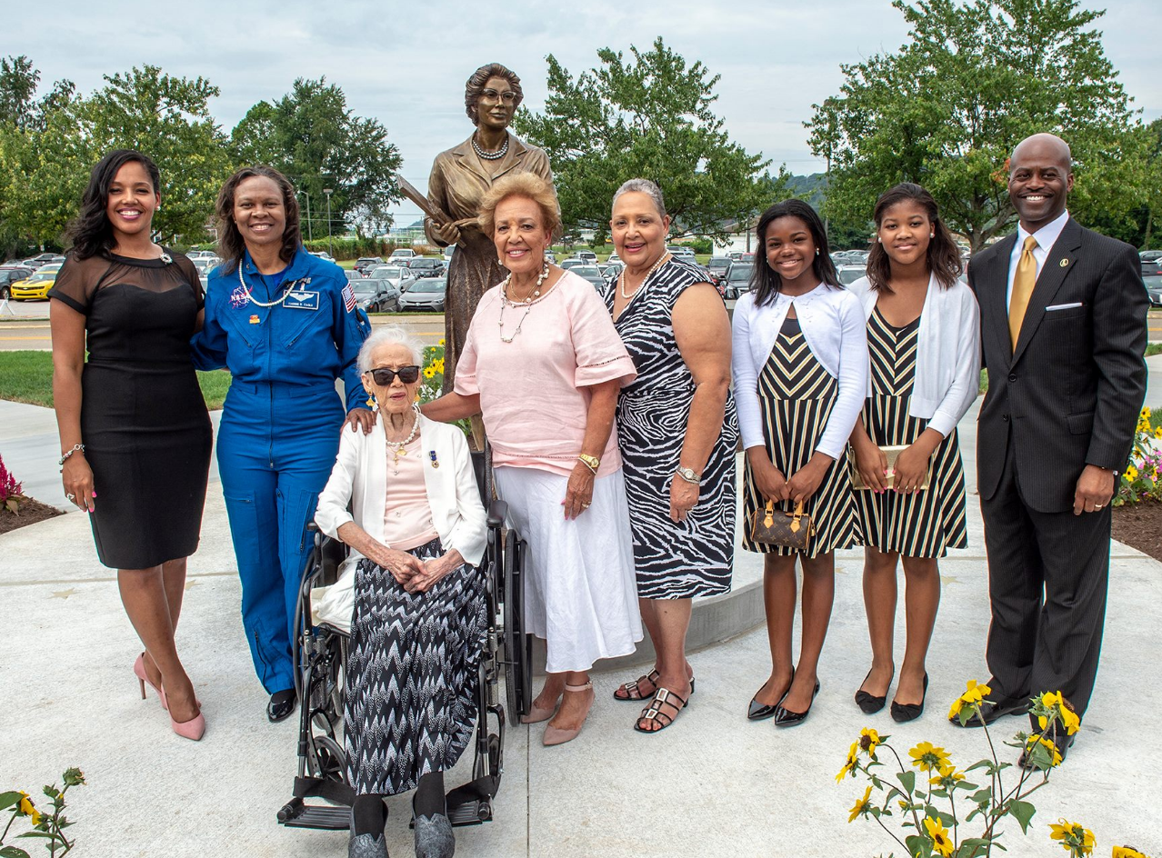 Katherine Johnson and her family attended the dedication of a statue raised in her honor at West Virginia State University.