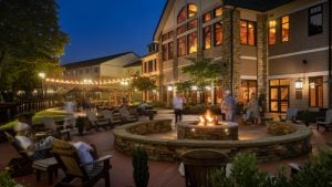 Guests gather on a summer evening at Stonewall Resort.