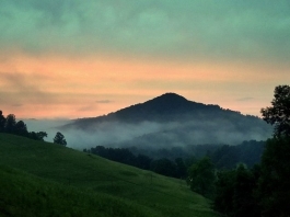 A fog settles in the vale of Granny Creek, as seen from Old Woman Run in Braxton County near Sutton, West Virginia.