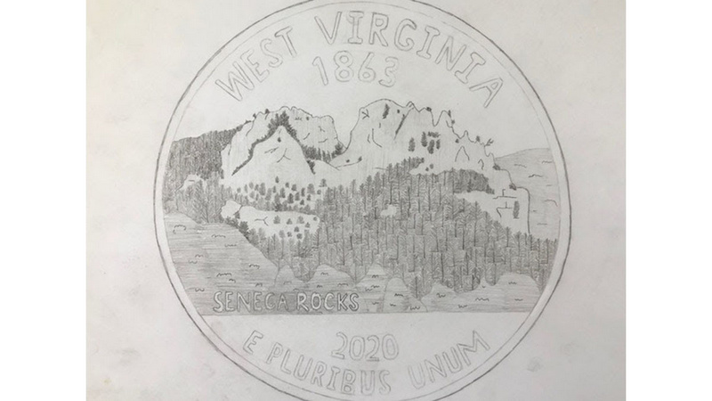 Pendleton County High School, one third place with his representation of Seneca Rocks.