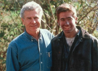 Homer Hickam posed with actor Jake Gyllenhaal during the filming of the 1999 film "October Sky."