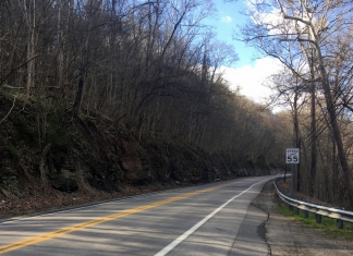 W.Va. Route 62 follows the flank of Sliding Hill between New Haven and Hartford City.