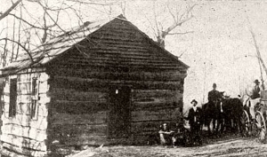 Photo of cabin supposed to be the original Mount Hope School, c. 1872.
