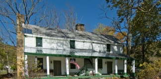 The large veranda along the front of the tavern is among the architectural highlights noted in the landmark's nomination to the National Register of Historic Places.