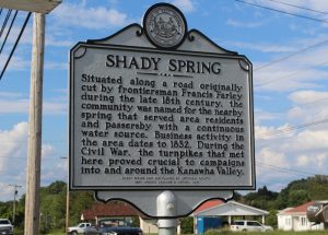 A historical marker along US-19 notes the site of the Shady Spring.