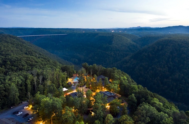 The Adventures on the Gorge Resort overlooks the New River Gorge National Park near Fayetteville, W.Va.