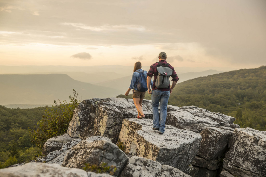 Hikers ascend the Allegheny Front at Dolly Sods in northeastern West Virginia.
