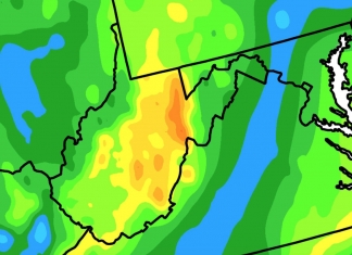 A geothermal heat map of West Virginia shows areas of potential geothermal energy hot spots.