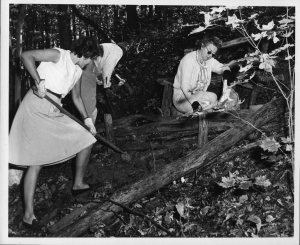 Garden club members helped clear paths in the 1950s at the Huntington Museum of Art. 