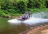 Airboats have proved an ideal means to explore the shallow Tug Fork at Matewan, W.Va.