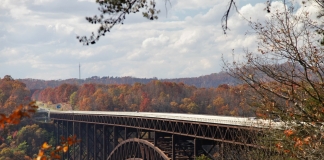 The New River Gorge Bridge spans the New River Gorge near Fayetteville.