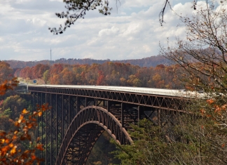 The New River Gorge Bridge spans the New River Gorge near Fayetteville.