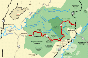 The highland scenic highway travels through some of the highest elevations in West Virginia.