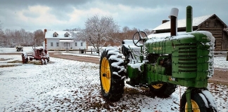 Displays at the West Virginia State Farm Museum are being readied for Christmas.