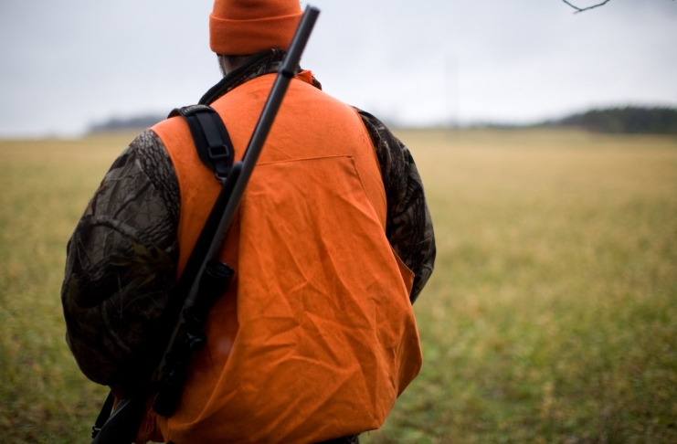 A hunter wanders out into fields in West Virginia.