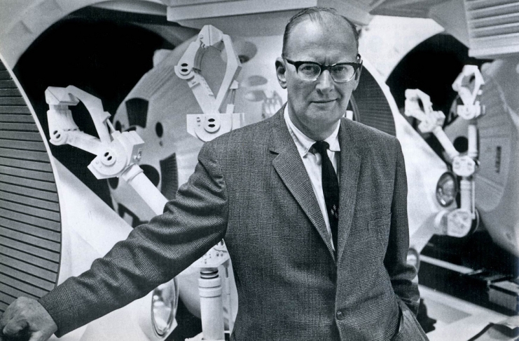 Arthur C. Clarke appears on the set of "2001: A Space Odyssey" in 1965.