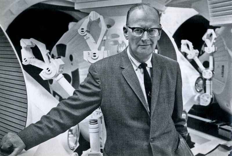 Arthur C. Clarke appears on the set of "2001: A Space Odyssey" in 1965.