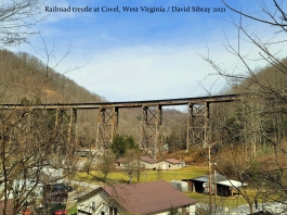 An old Virginian Railroad trestle spans Gooney Otter Hollow at Covel, West Virginia. (Photo: David Sibray)