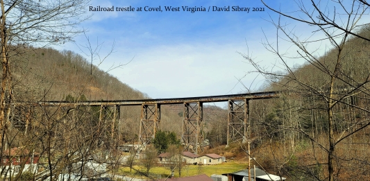 An old Virginian Railroad trestle spans Gooney Otter Hollow at Covel, West Virginia. (Photo: David Sibray)