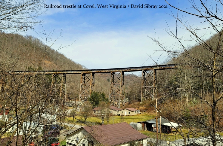 An old Virginian Railroad trestle spans Gooney Otter Hollow at Covel, West Virginia. (Photo: David Sibray)