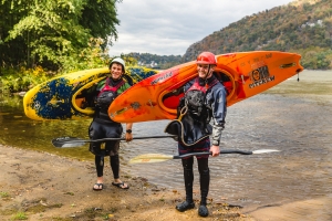 Kayakers fish and paddle the lower 30 miles of the Shenandoah in West Virginia. 