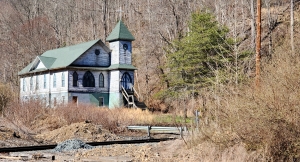 New Salem Baptist Church overlooks the Winding Gulf Creek at Tams, West Virginia.