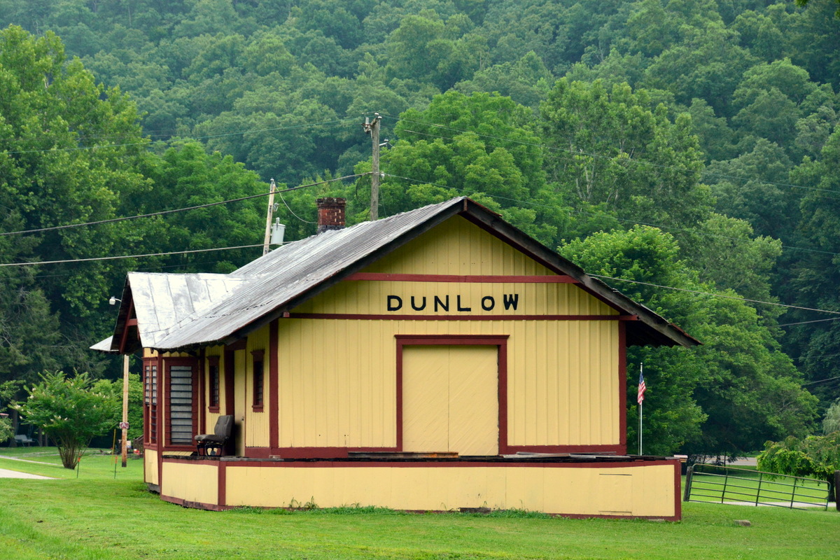 Lone remnant of railroading at Dunlow, the depot has been added to the National Register.