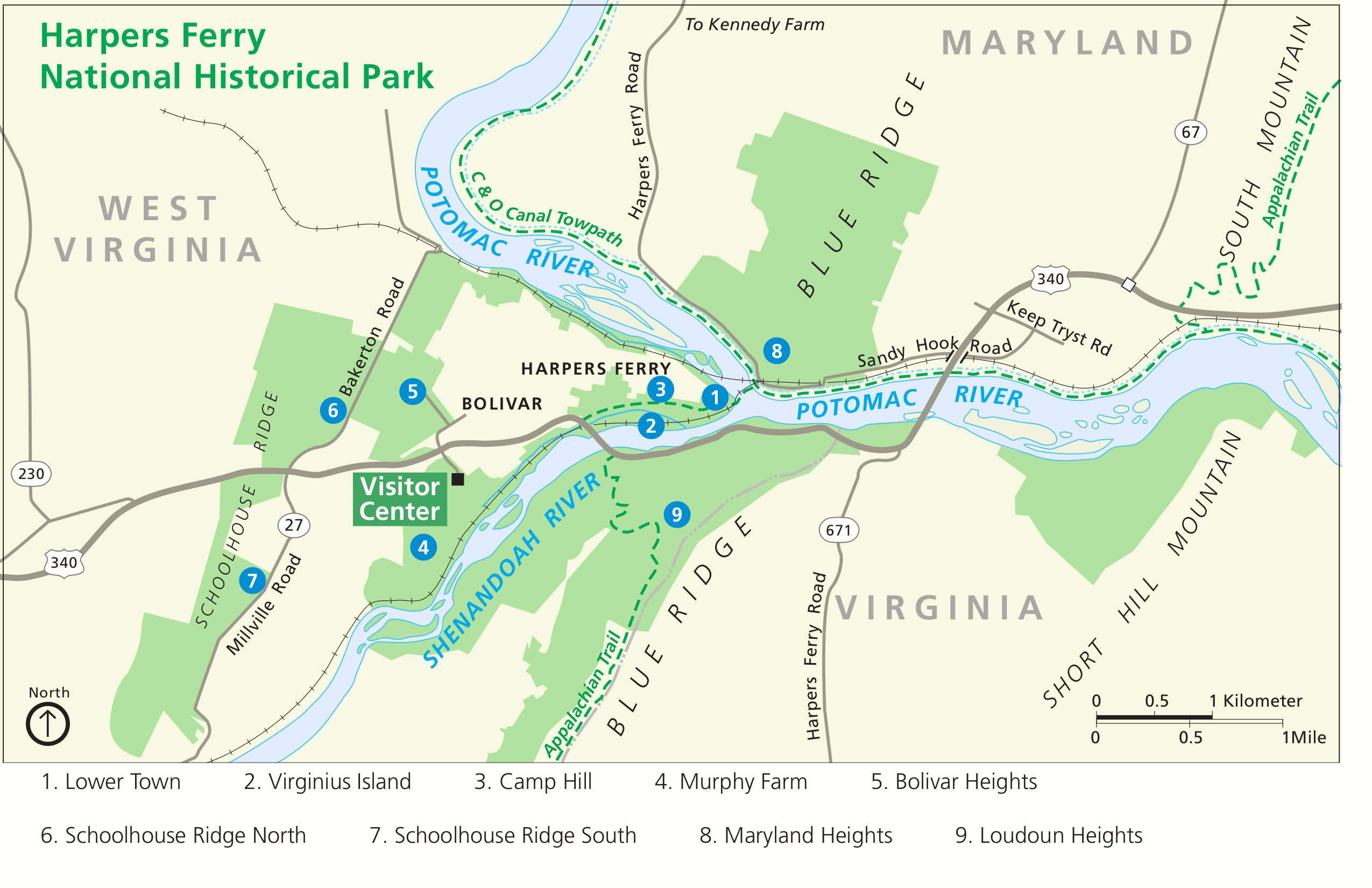 Map of Harpers Ferry National Historical Park