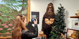 Visitor at West Virginia Bigfoot Museum