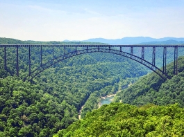 The New River Gorge Bridge spans its namesake gorge near Fayetteville, West Virginia.