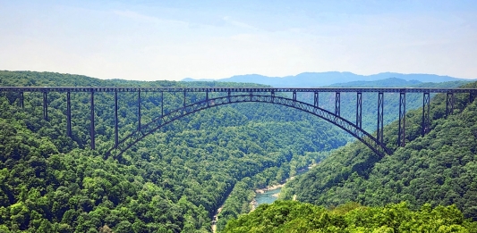 The New River Gorge Bridge spans its namesake gorge near Fayetteville, West Virginia.