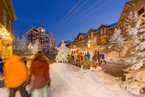 Visitors at the village at Snowshoe Mountain